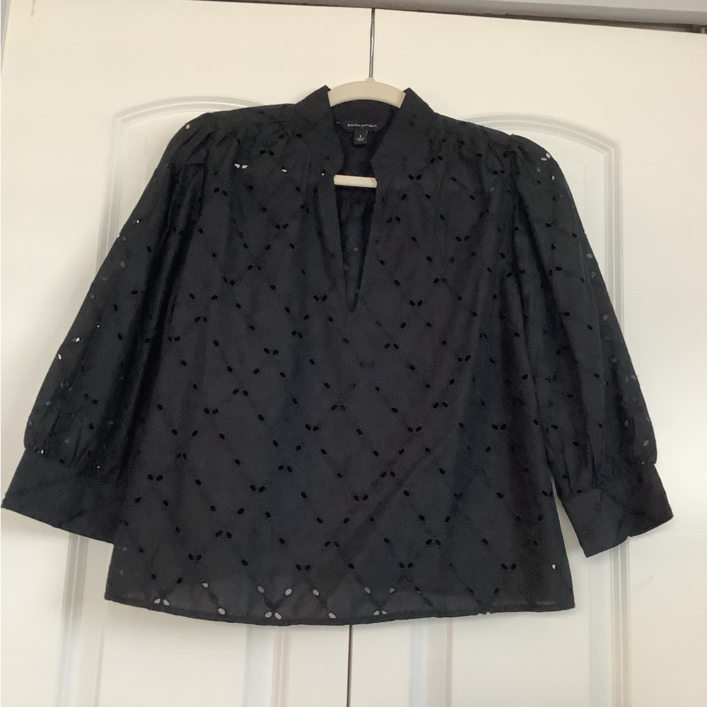 Banana Republic Black Puff Sleeve Blouse